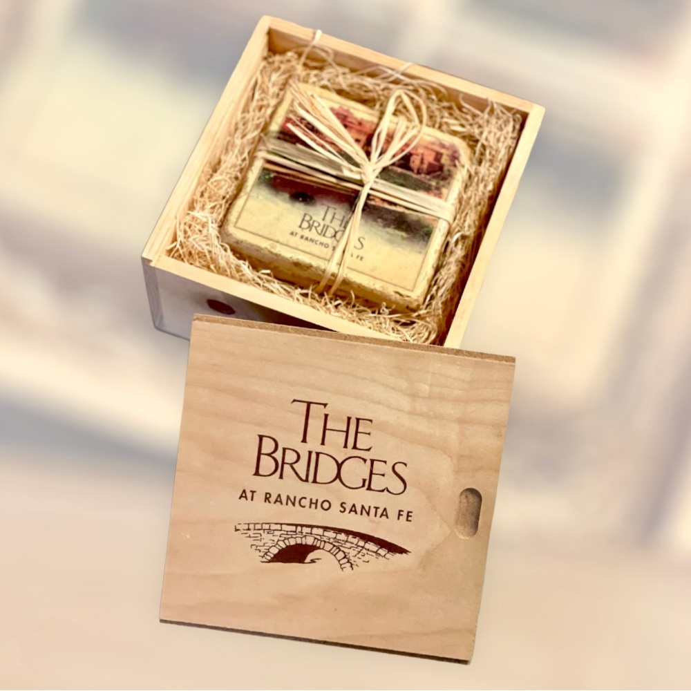 Souvenir Rancho Sante Fe Tumbled Marble Coaster Set